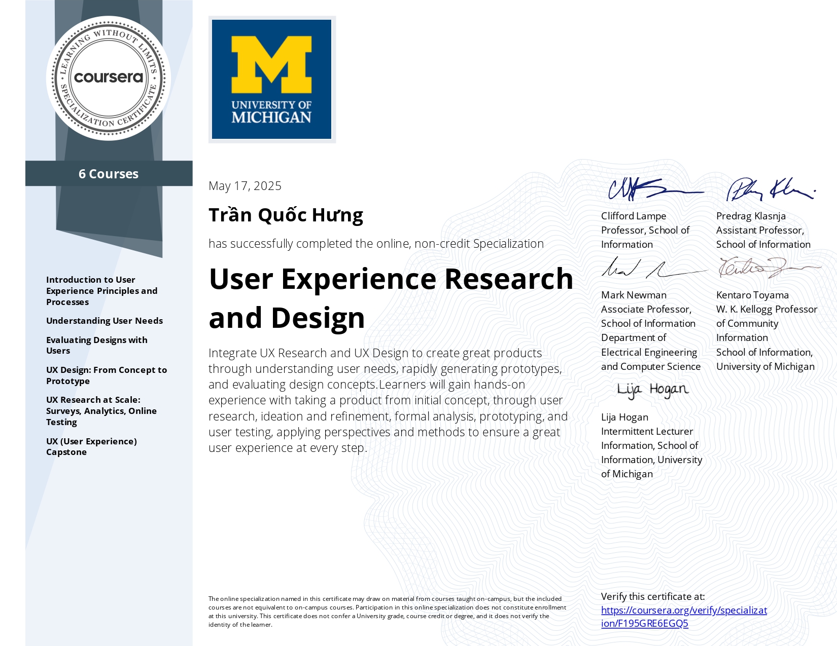 User Experience Research and Design